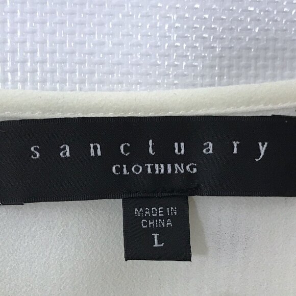 Sanctuary Accordion Pleat Cold Shoulder Tunic Blouse Ivory L - Picture 9 of 10